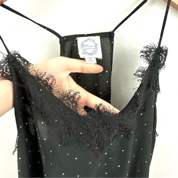 Blue Rain For Francesca’s Black & White Polka Dot Cami Blouse Size Medium - Picture 5 of 12